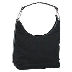 Authentic GUCCI Shoulder Bag Nylon Black Silver 000 0602 3754